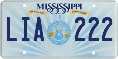 MS license plate LIA222