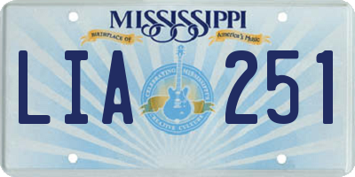 MS license plate LIA251
