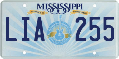 MS license plate LIA255