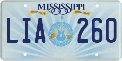 MS license plate LIA260