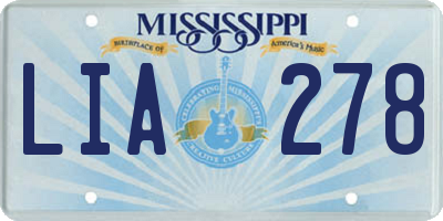 MS license plate LIA278