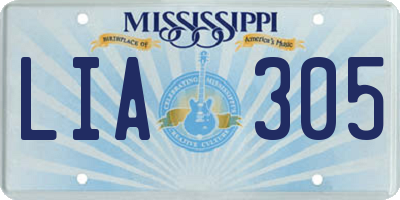 MS license plate LIA305