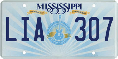 MS license plate LIA307
