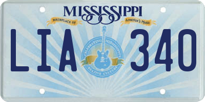 MS license plate LIA340