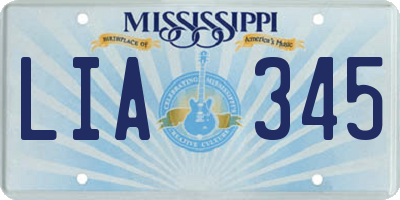 MS license plate LIA345
