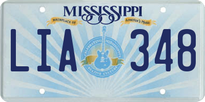 MS license plate LIA348