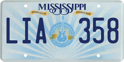 MS license plate LIA358
