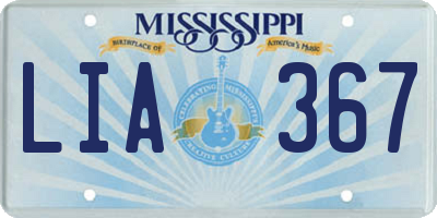 MS license plate LIA367