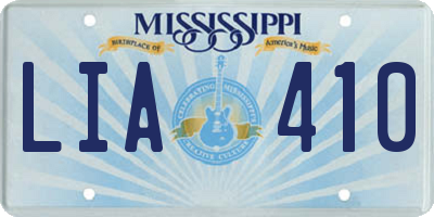 MS license plate LIA410