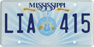 MS license plate LIA415