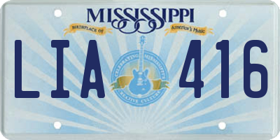 MS license plate LIA416