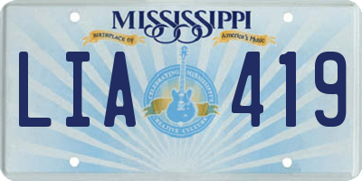 MS license plate LIA419