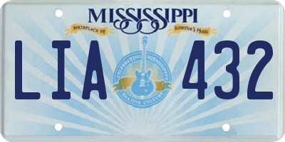 MS license plate LIA432