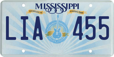 MS license plate LIA455