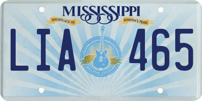 MS license plate LIA465