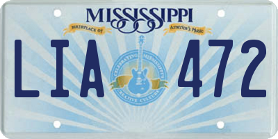 MS license plate LIA472