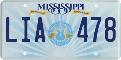 MS license plate LIA478