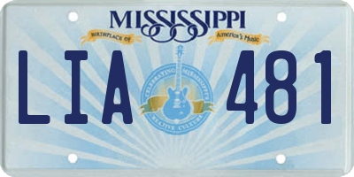 MS license plate LIA481
