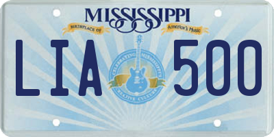 MS license plate LIA500