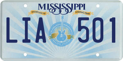 MS license plate LIA501