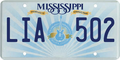 MS license plate LIA502