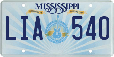 MS license plate LIA540