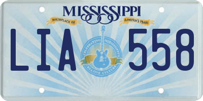 MS license plate LIA558