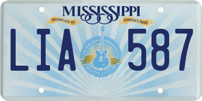 MS license plate LIA587