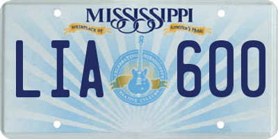 MS license plate LIA600