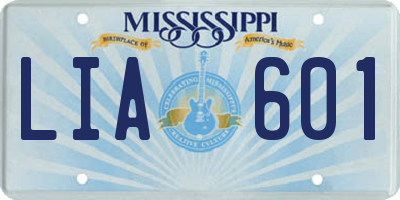 MS license plate LIA601