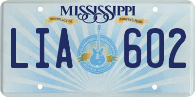 MS license plate LIA602
