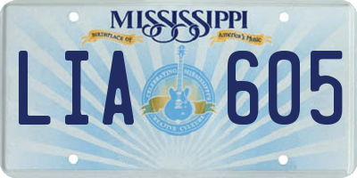 MS license plate LIA605