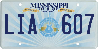 MS license plate LIA607