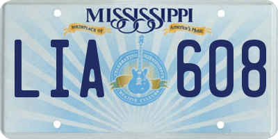 MS license plate LIA608