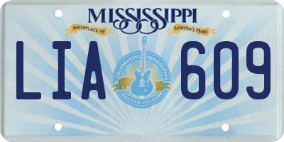 MS license plate LIA609