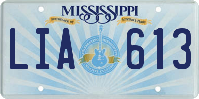 MS license plate LIA613