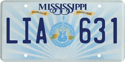 MS license plate LIA631