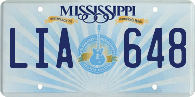 MS license plate LIA648