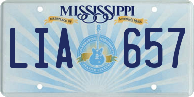 MS license plate LIA657