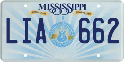 MS license plate LIA662