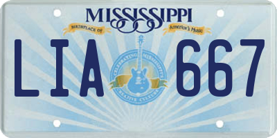 MS license plate LIA667