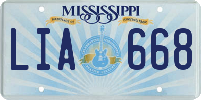 MS license plate LIA668