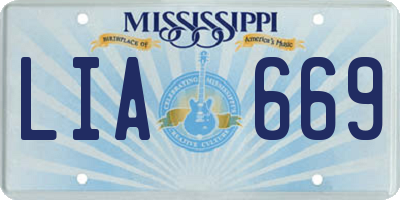MS license plate LIA669