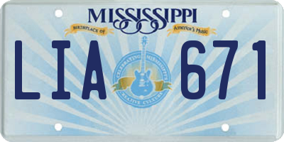 MS license plate LIA671