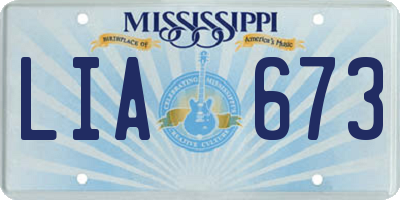 MS license plate LIA673