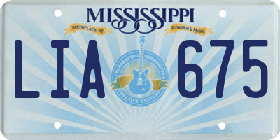 MS license plate LIA675
