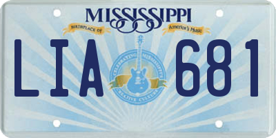 MS license plate LIA681