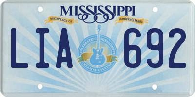 MS license plate LIA692