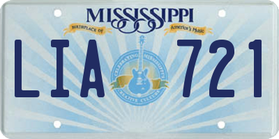 MS license plate LIA721
