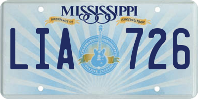 MS license plate LIA726